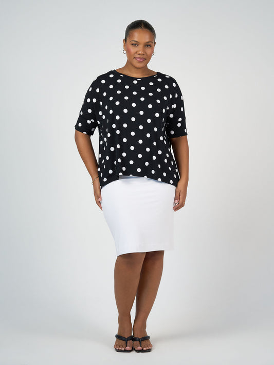 Lou Lou Australia Gina Oversized Slouch Bamboo T-Shirt in polka dot print.