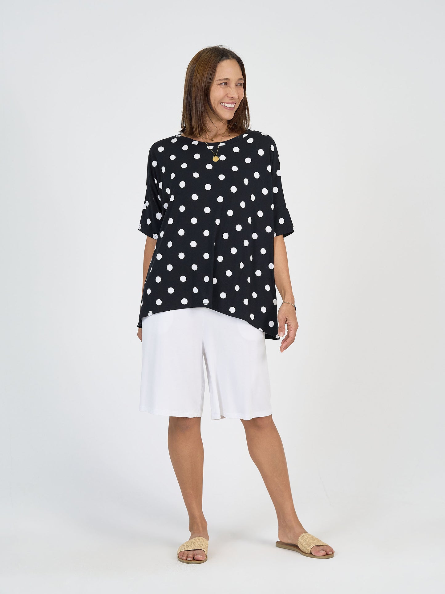 Gina Oversized Slouch Bamboo T-Shirt - Polka Dot