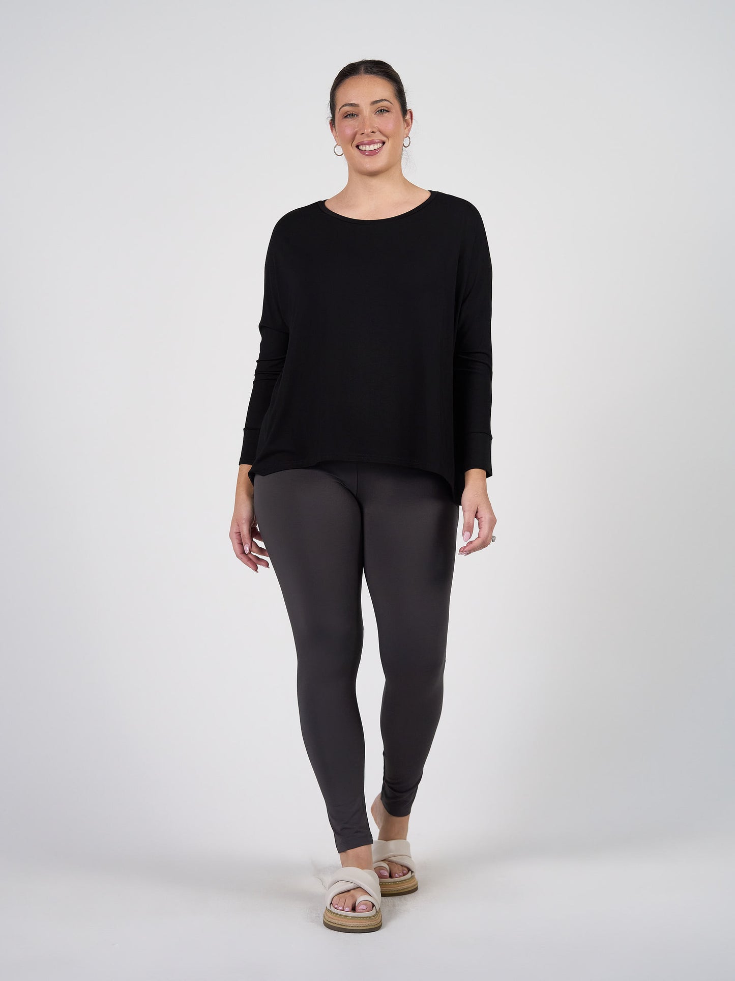 Gina Long Sleeved Bamboo Top - Black