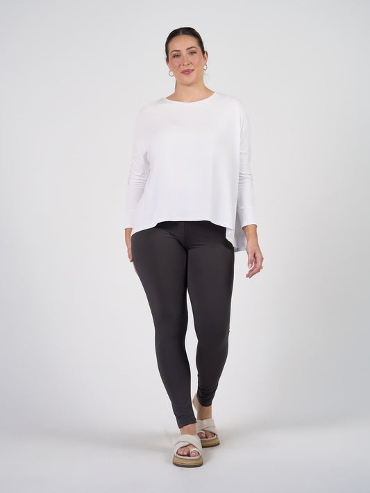 Lou Lou Australia Luxe Bamboo Full-Length Legging in Steel, made from bamboo, shown in a sleek grey shade.