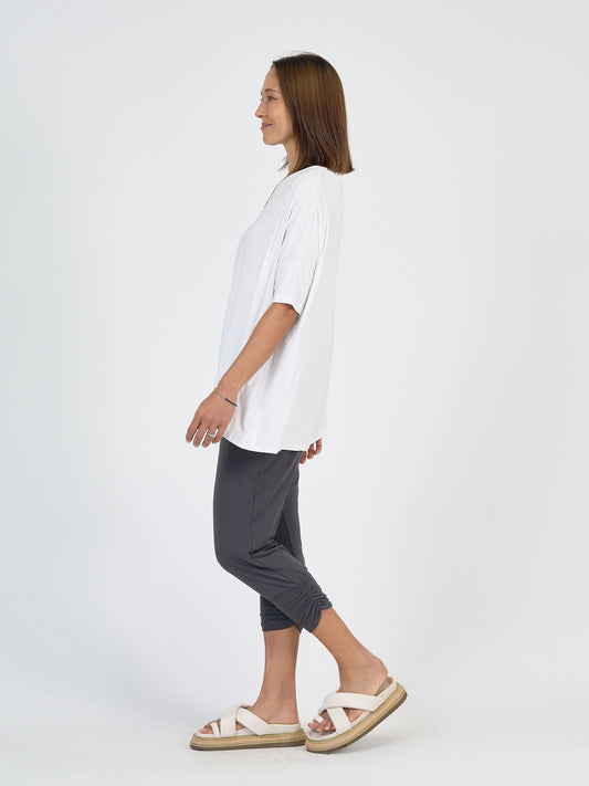 Lou Lou Australia Gina Oversized Slouch Bamboo T-Shirt in white.