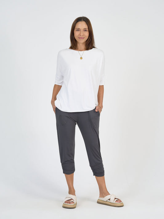 Lou Lou Australia Gina Oversized Slouch Bamboo T-Shirt in crisp white.