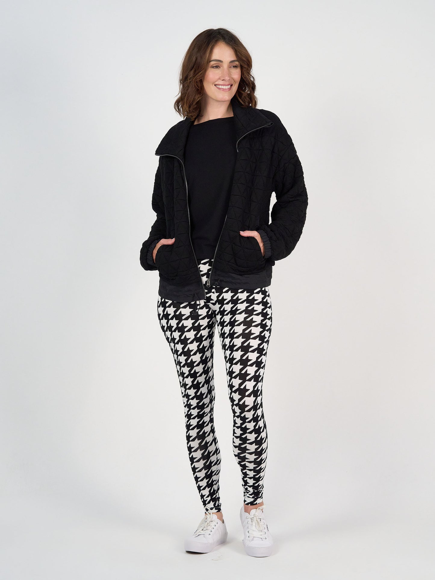 Grace Quilted Bamboo Zip Up Jacket - Black