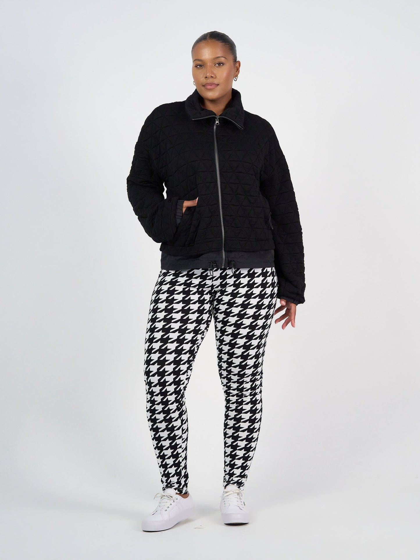 Grace Quilted Bamboo Zip Up Jacket - Black