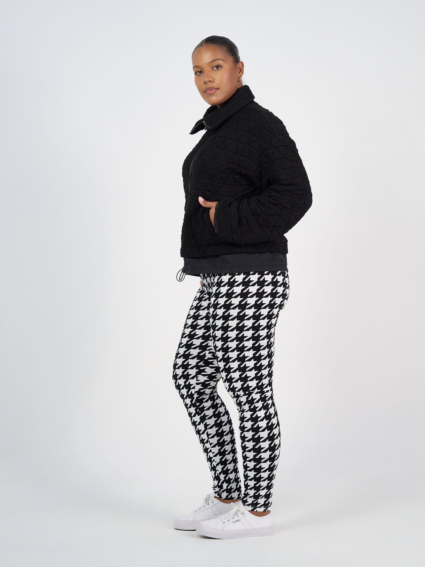 Grace Quilted Bamboo Zip Up Jacket - Black