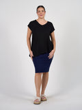 Holiday Asymmetrical Bamboo V-Neck T-Shirt - Black