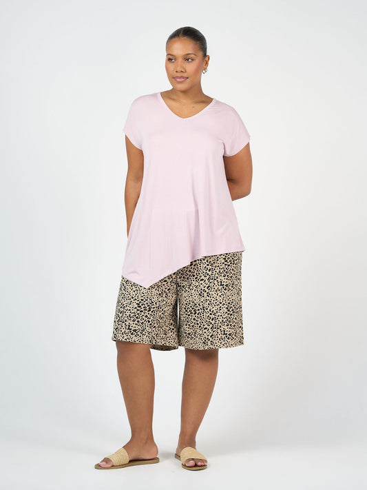 Lou Lou Australia Simone Wide Leg Bamboo Shorts in Brown Leopard.
