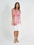 Holiday Asymmetrical Bamboo V-Neck T-Shirt - Lipstick Palm