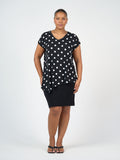 Holiday Asymmetrical Bamboo V-Neck T-Shirt - Polka dot