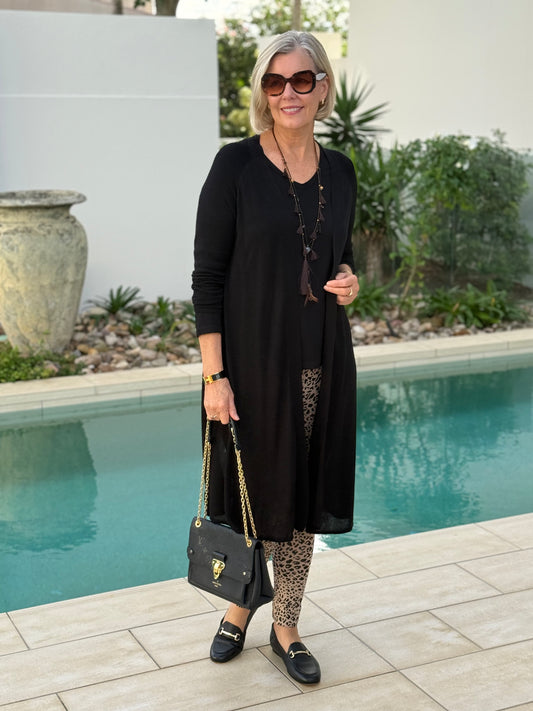 Linda Gowdie styled in Lou Lou Australia cashmere cardigan — Styled with Linda edit