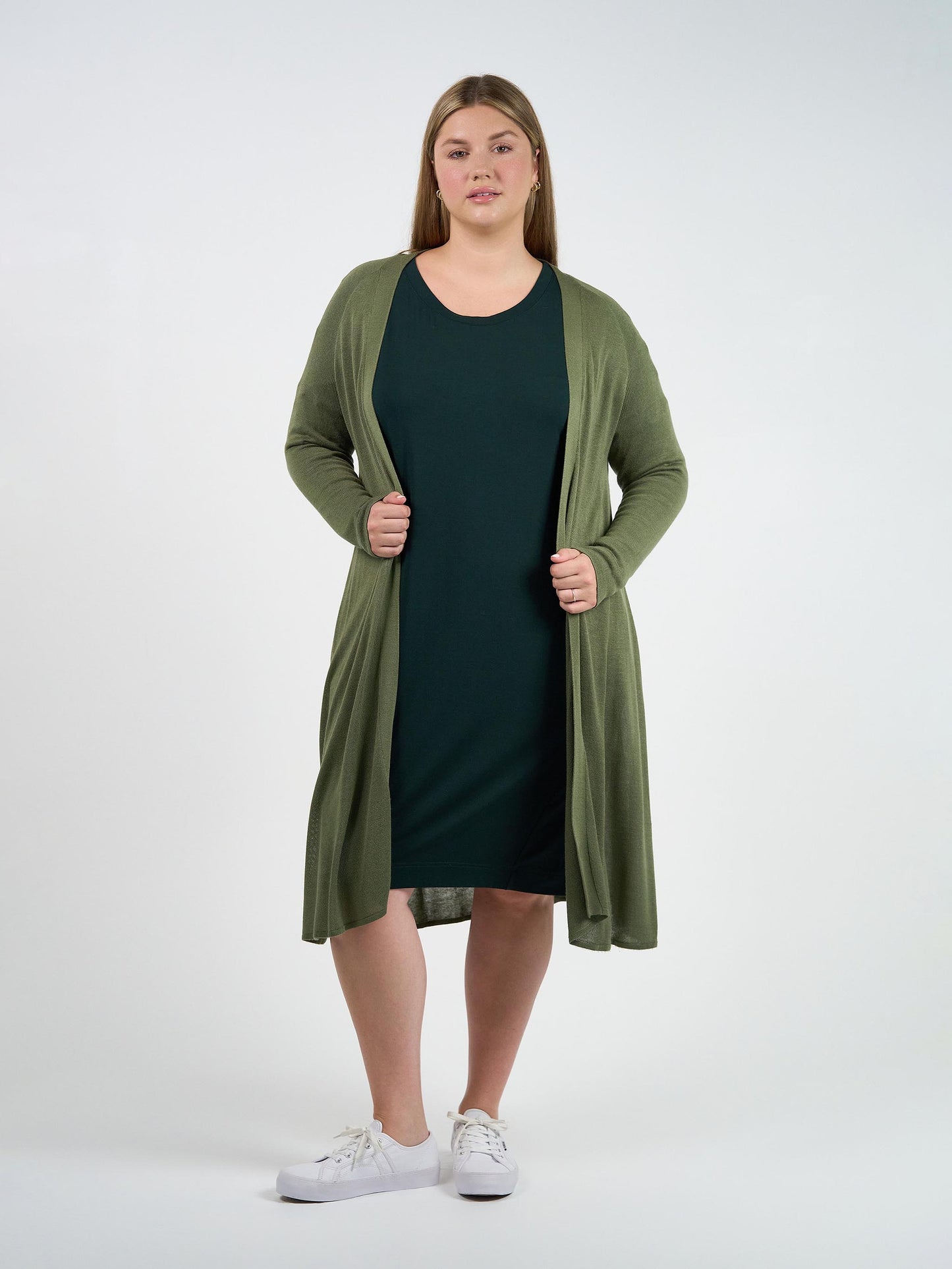 Quatro Cashmere/Bamboo Duster Jacket - Olive