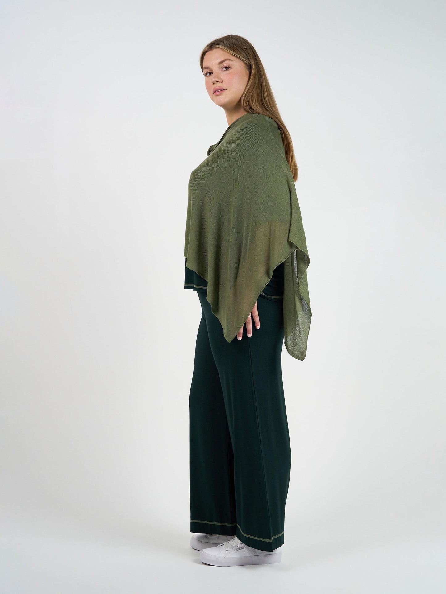 Carrie Cashmere/Bamboo Poncho - Olive