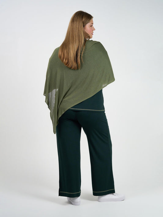 Carrie Cashmere & Bamboo Knit Poncho - Olive