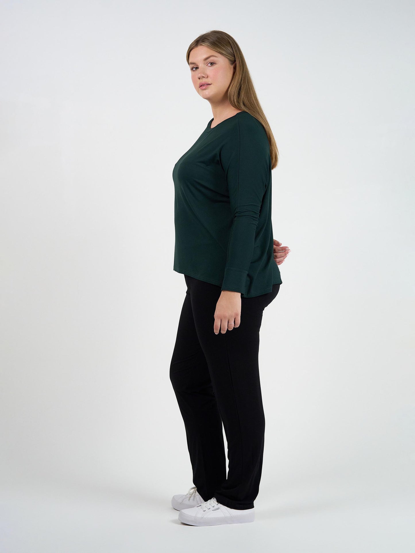Gina Long Sleeved Bamboo Top - Dark Green