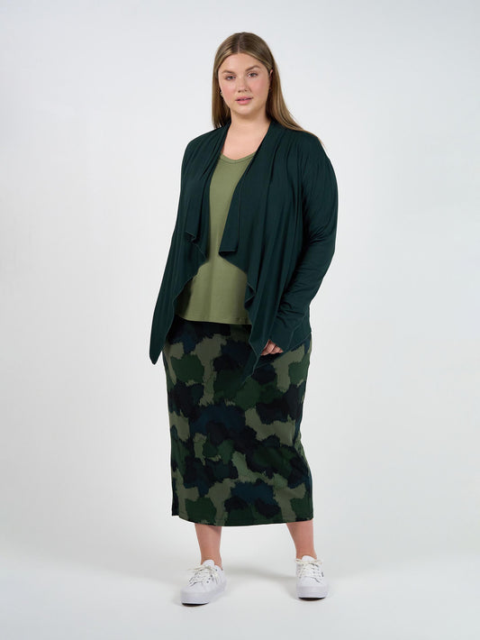 Joni Bamboo Waterfall Cardigan/Jacket - Dark Green