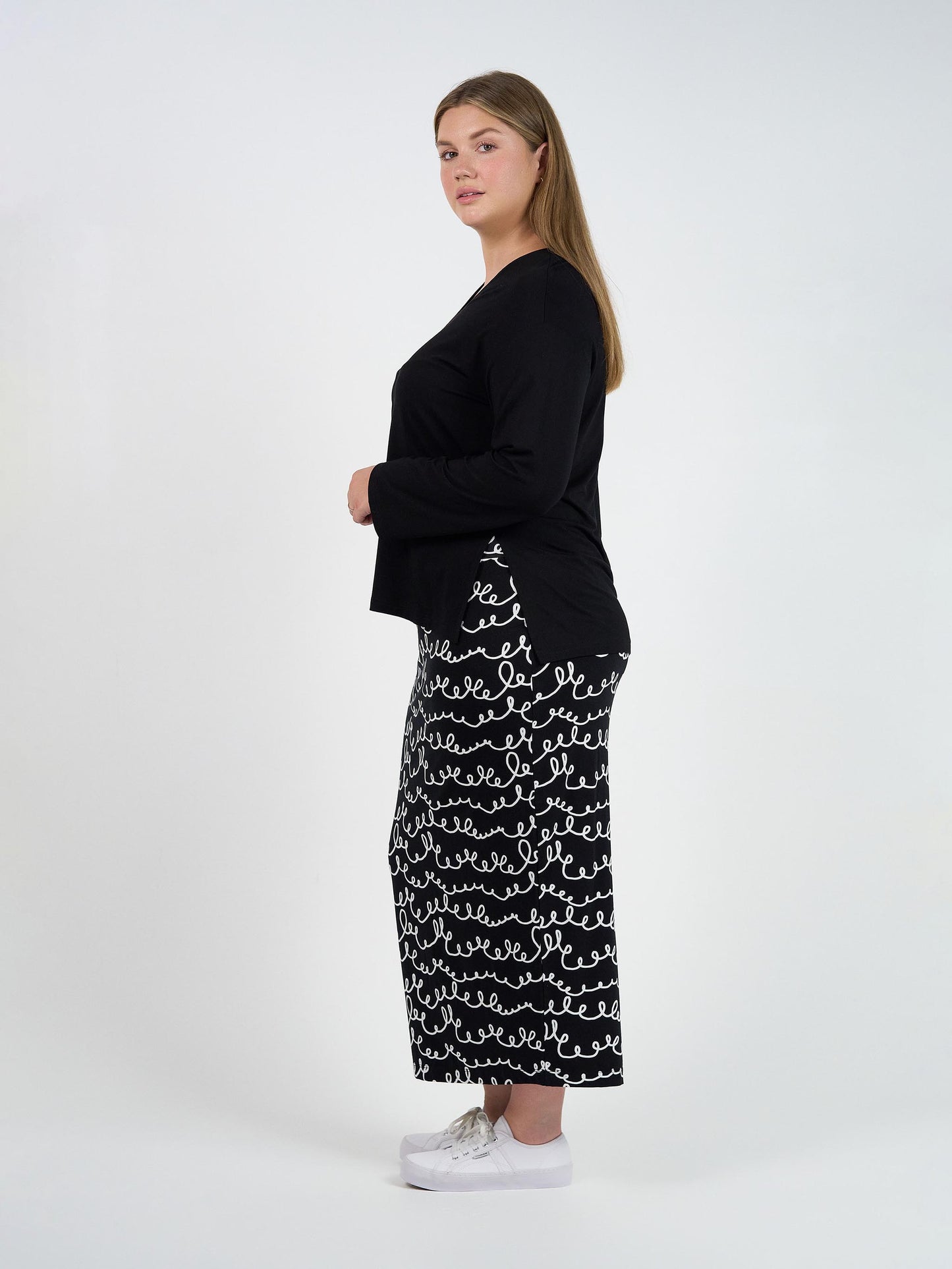 Braxton Bamboo Long Sleeve Top - Black