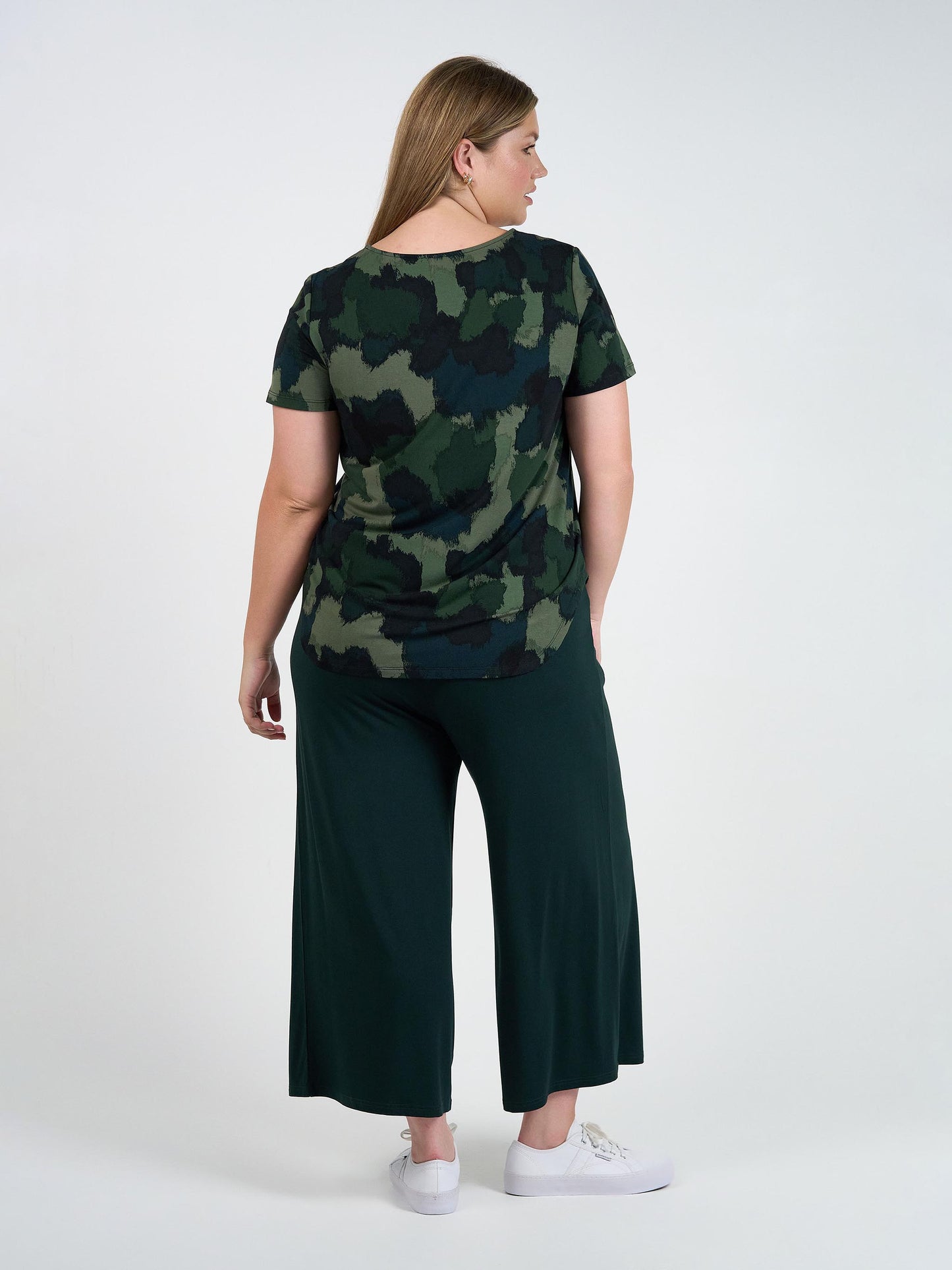 Ciara 7/8 Length Bamboo Culotte Pant - Dark Green