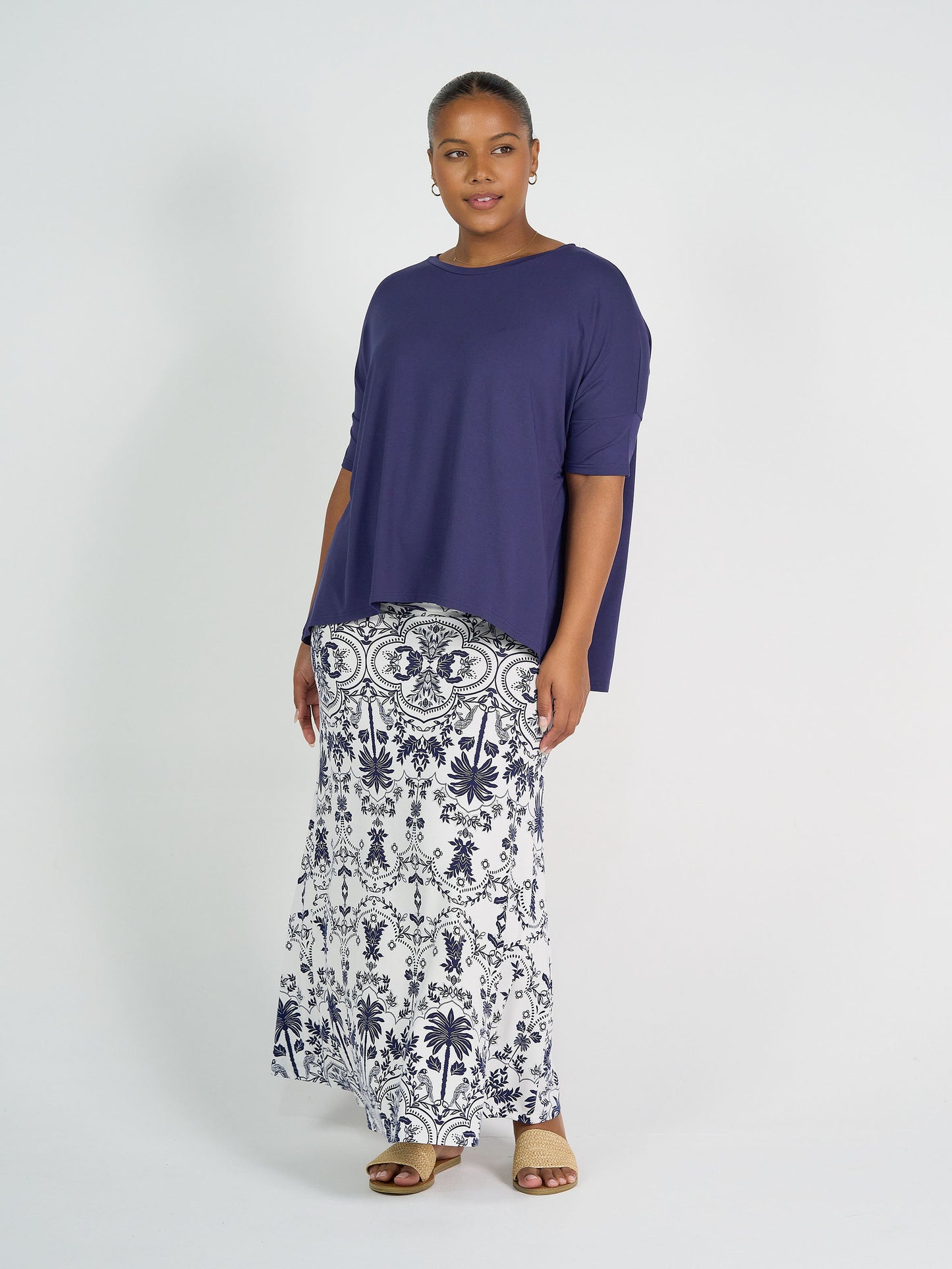 Jackson Bamboo Maxi Skirt - Blue Palm