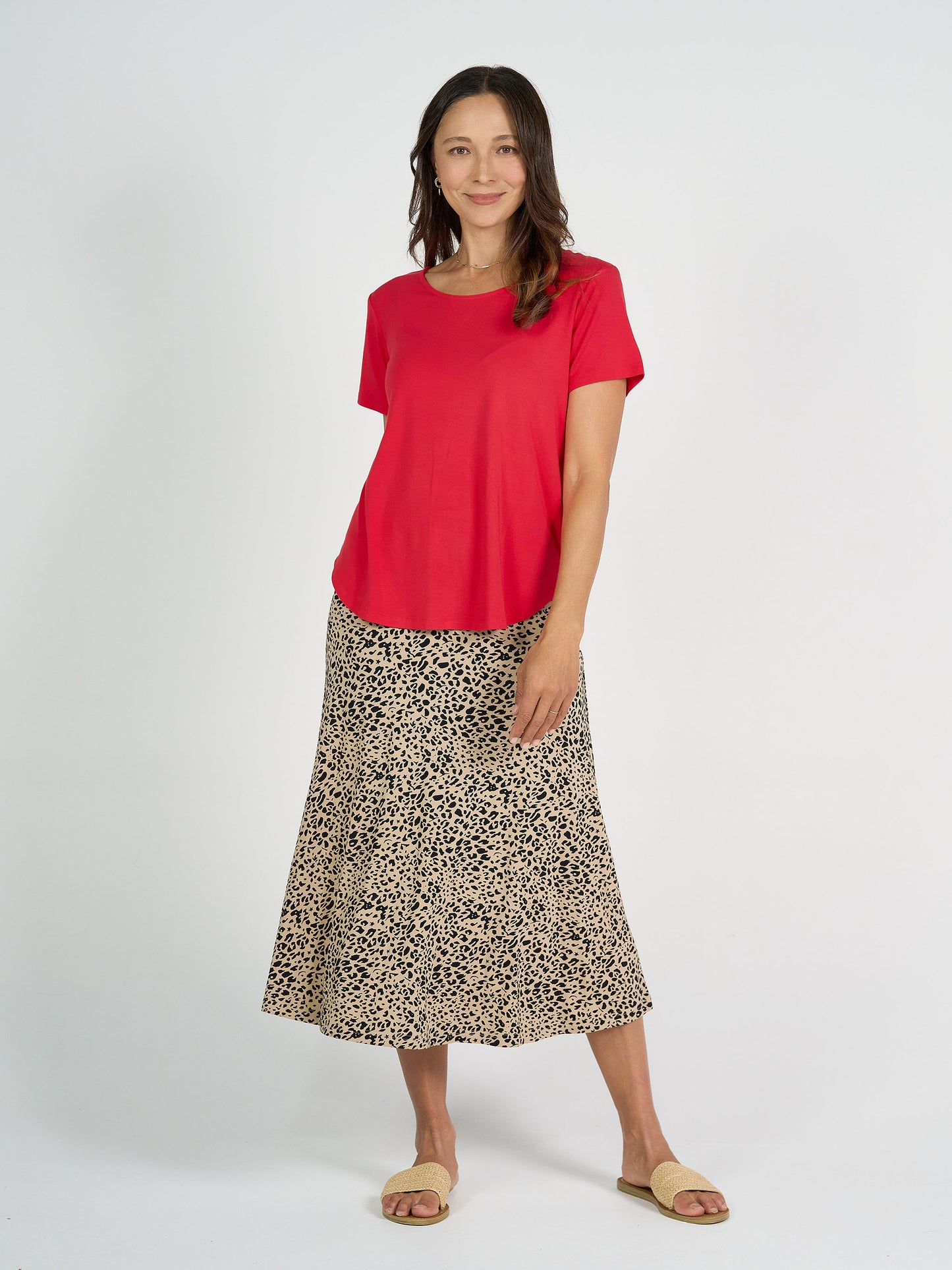 Jackson Bamboo Maxi Skirt - Brown Leopard