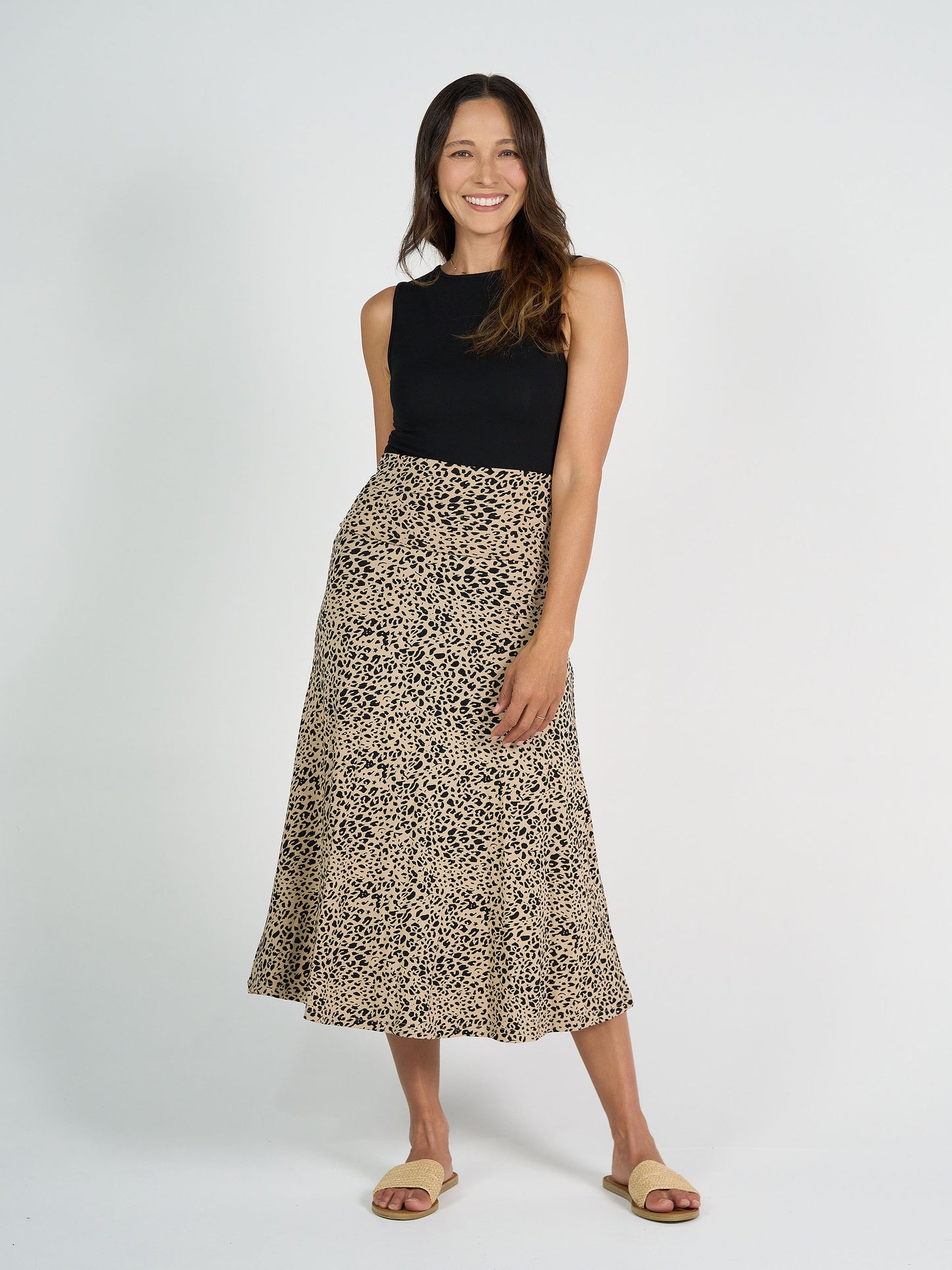 Jackson Bamboo Maxi Skirt - Brown Leopard