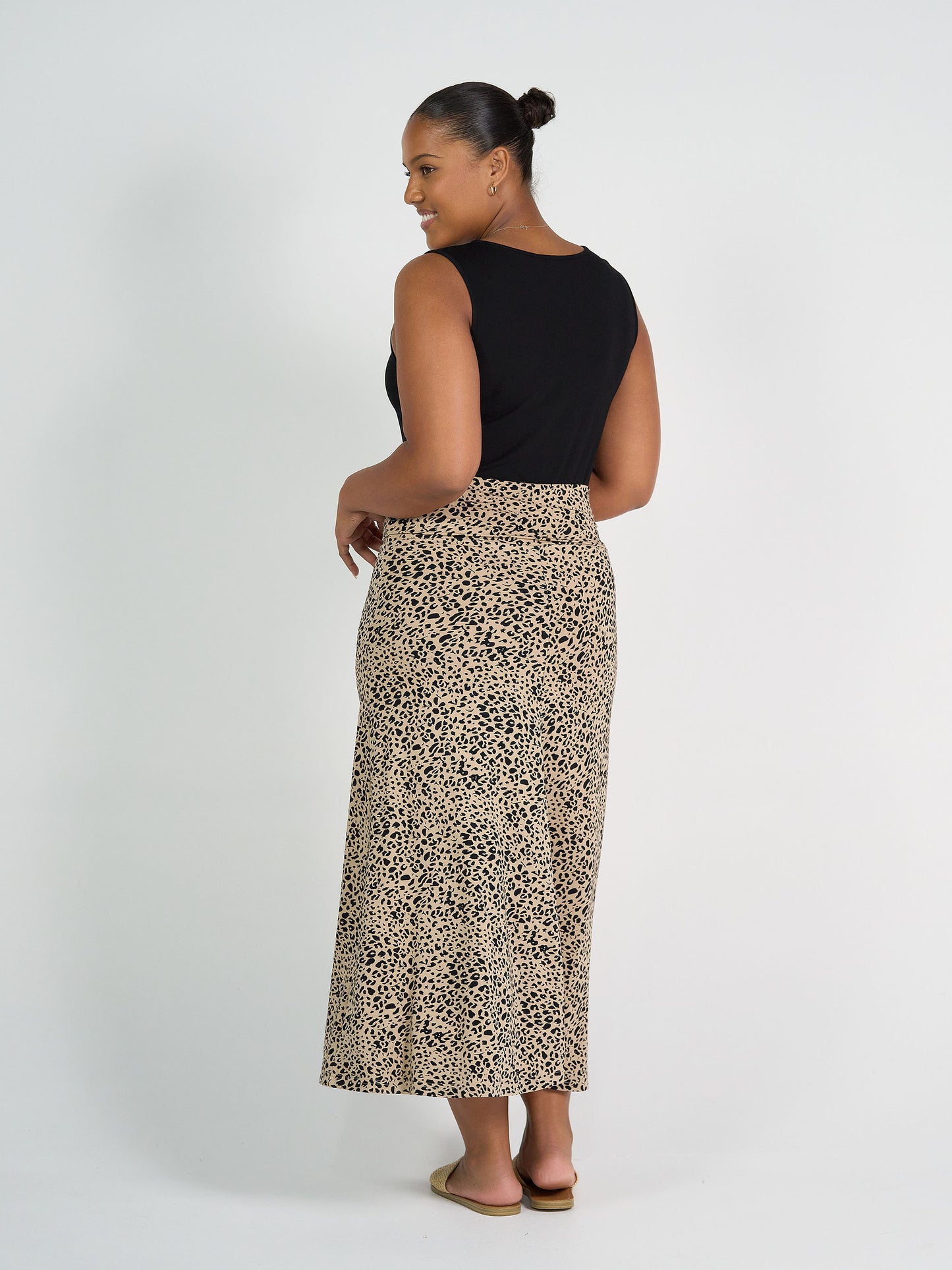 Jackson Bamboo Maxi Skirt - Brown Leopard