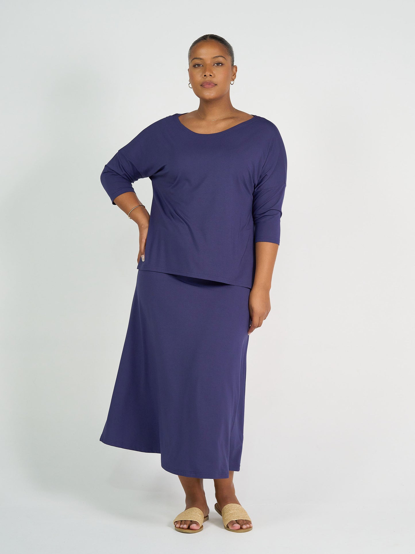 Jackson Bamboo Maxi Skirt - Blue