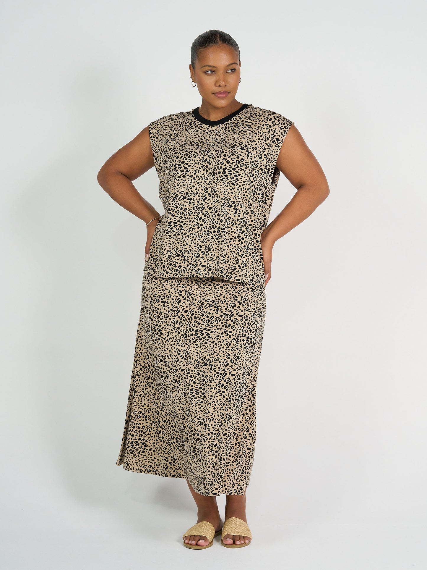Jackson Bamboo Maxi Skirt - Brown Leopard