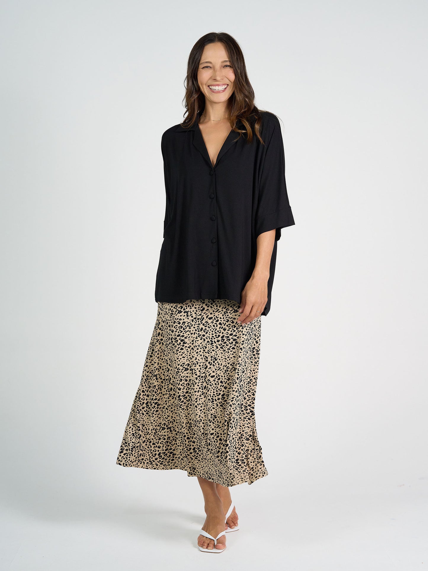 Jackson Bamboo Maxi Skirt - Brown Leopard