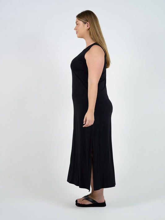 Janet Sleeveless Bamboo Maxi Dress - Black