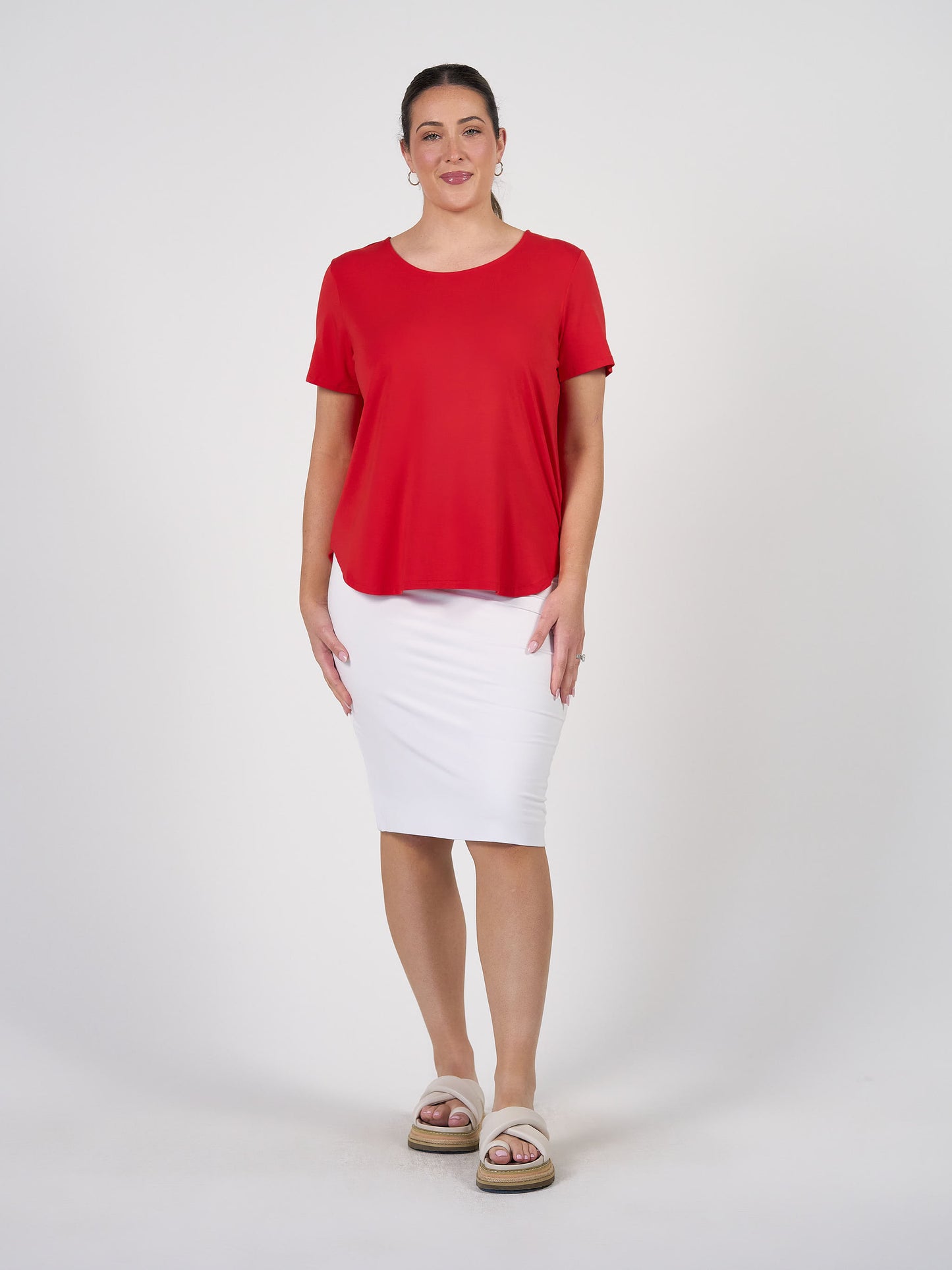 Janis Short Sleeve Bamboo T-Shirt - Fiery Red