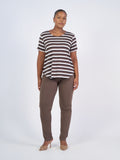 Janis Short Sleeve Bamboo T-Shirt - Brown Stripe