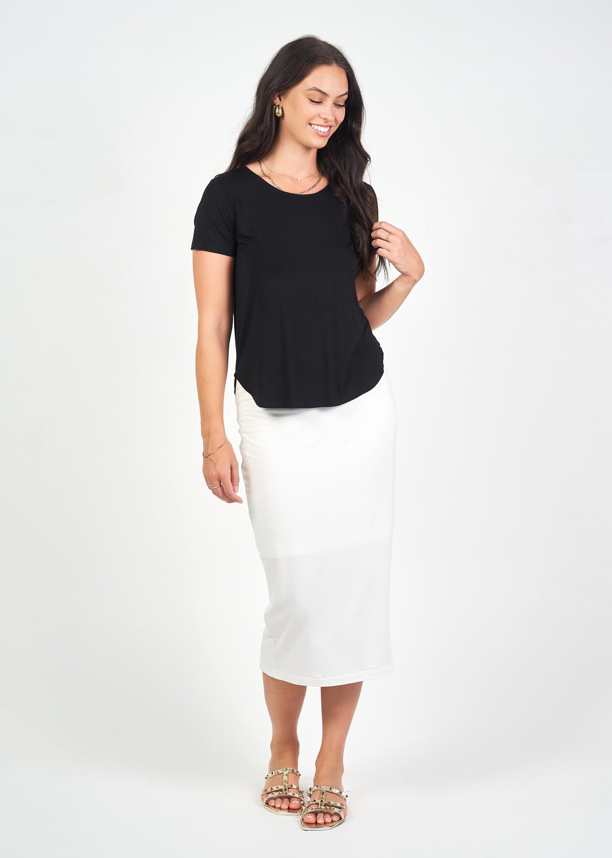 Lou Lou Australia Janis Short Sleeve Bamboo T-Shirt in black.