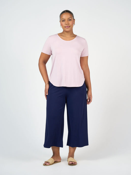 Lou Lou Australia Ciara 7/8 Length Bamboo Culottes in navy.