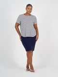 Janis Short Sleeve Bamboo T-Shirt - Navy & White Stripe