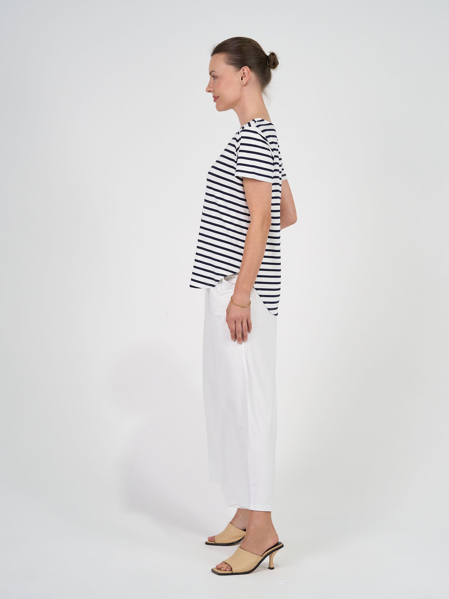 Janis Short Sleeve Bamboo T-Shirt - Navy & White Stripe