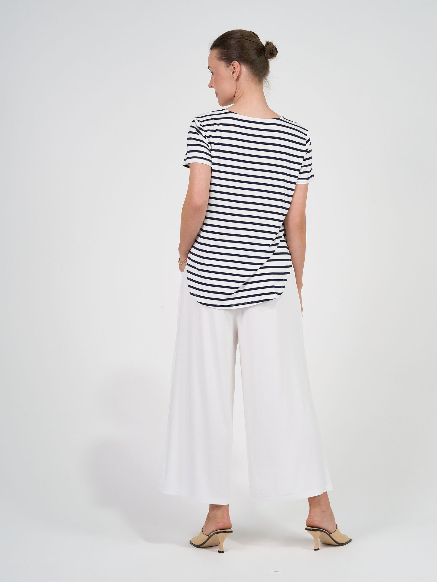 Janis Short Sleeve Bamboo T-Shirt - Navy & White Stripe