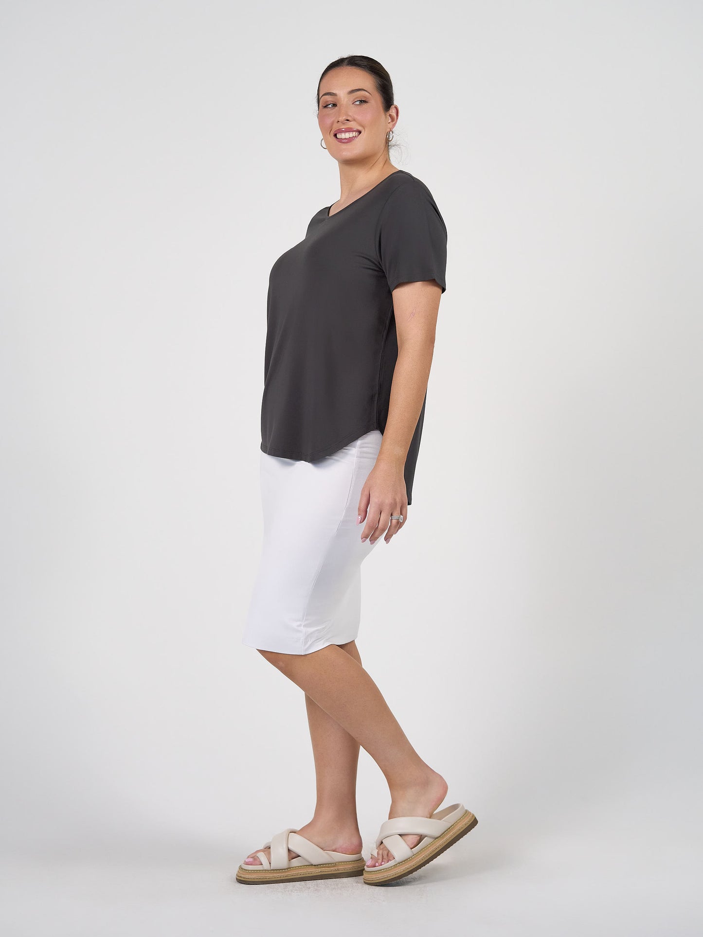 Janis Short Sleeve Bamboo T-Shirt - Steel