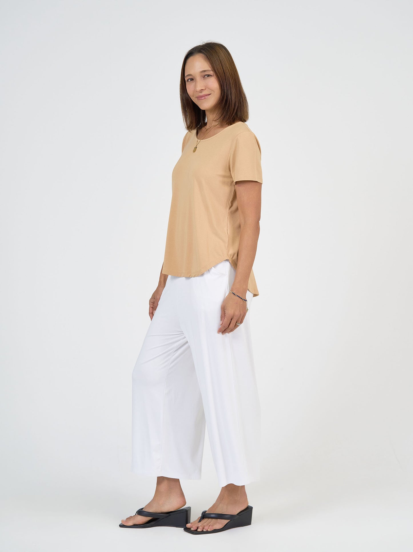 Janis Short Sleeve Bamboo T-Shirt - Tan