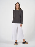 Jones Long Sleeve Fitted Bamboo Top - Steel