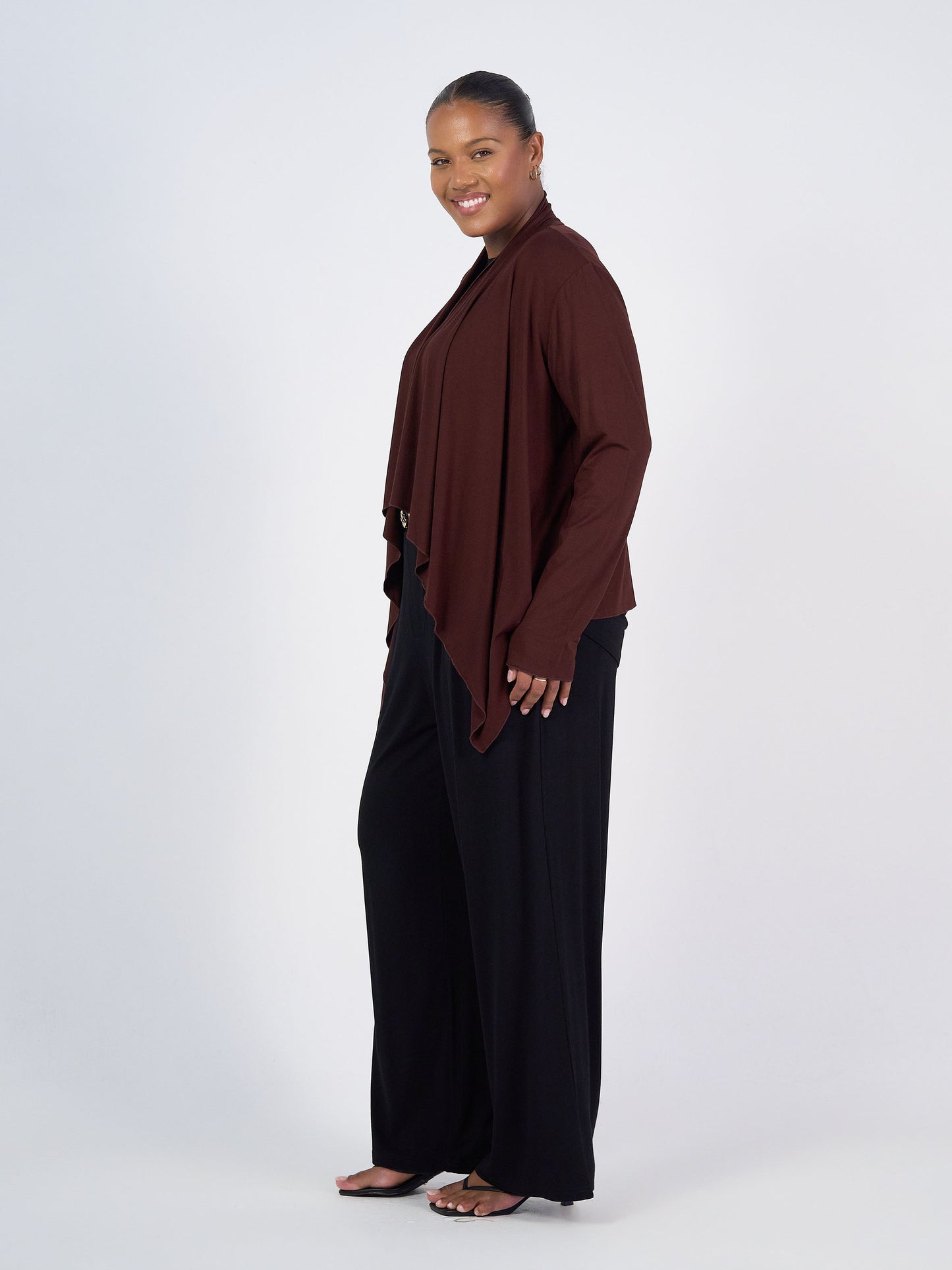 Joni Bamboo Waterfall Cardigan/Jacket - Burgundy