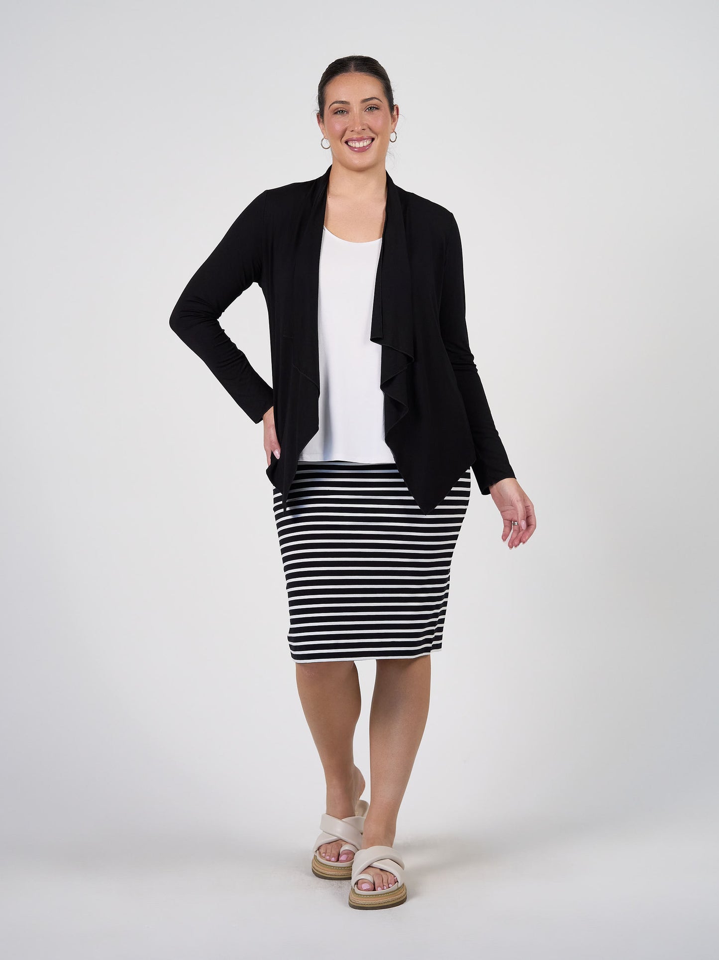 Joni Bamboo Waterfall Cardigan/Jacket - Black