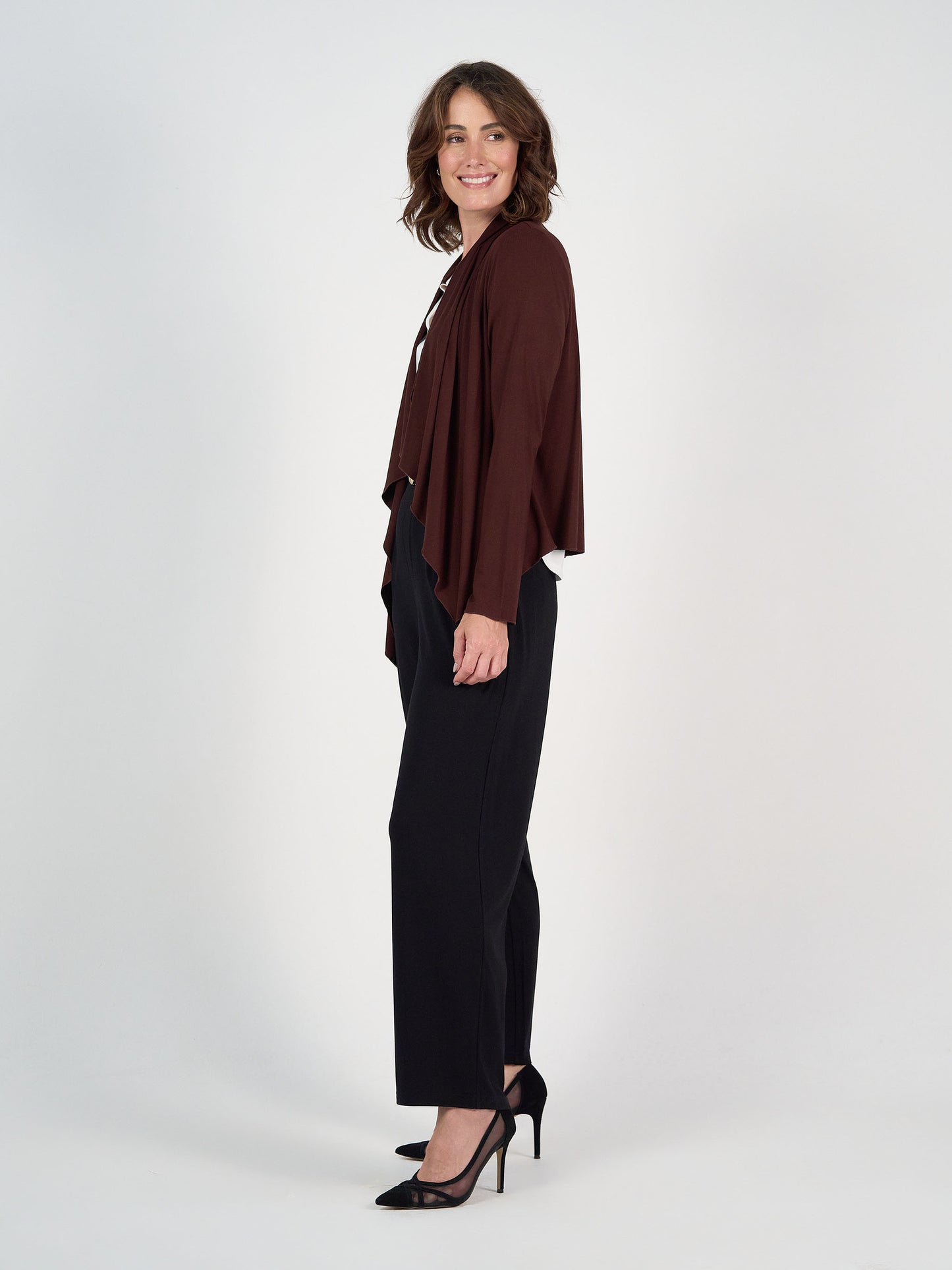 Joni Bamboo Waterfall Cardigan/Jacket - Burgundy
