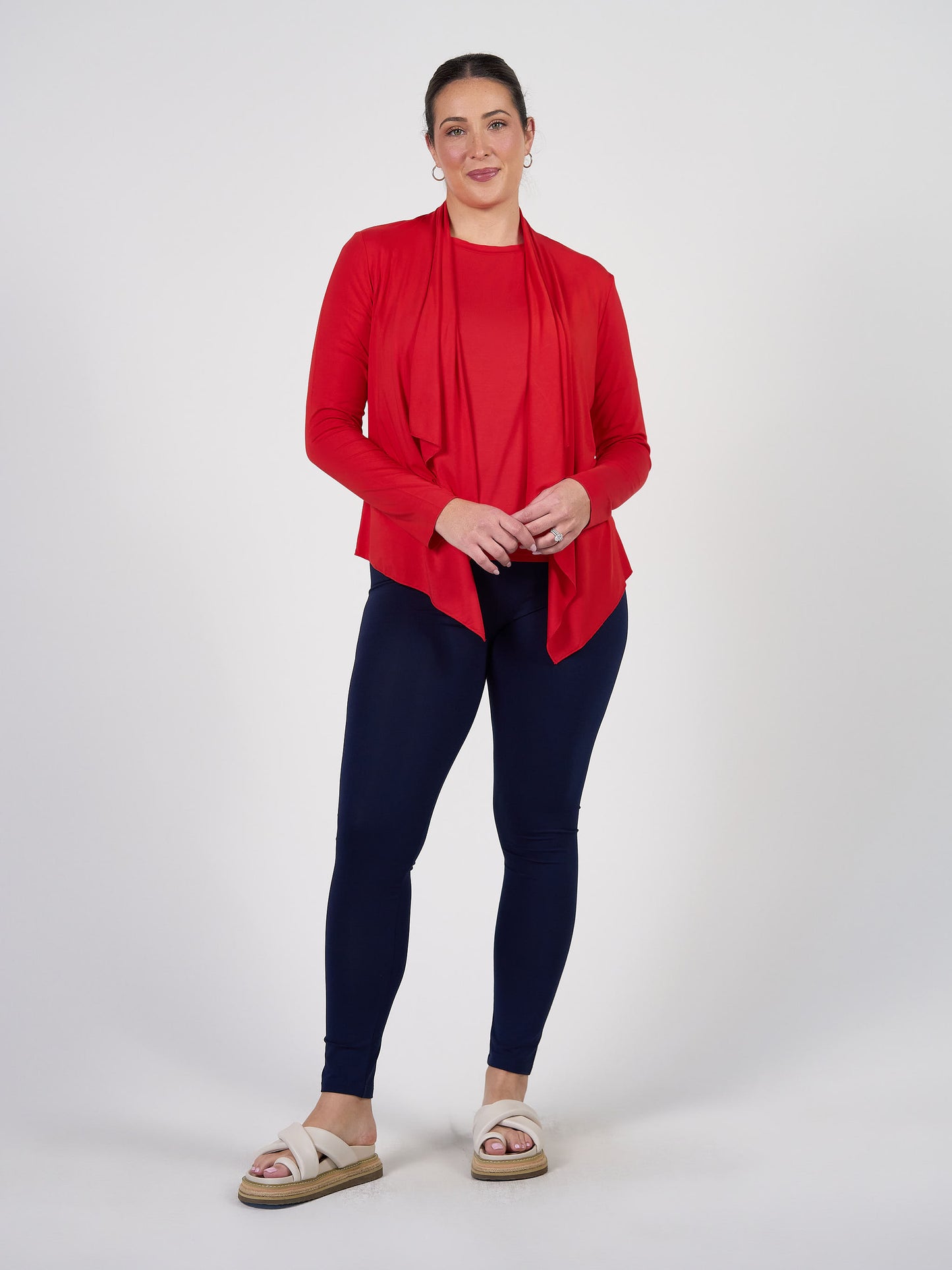 Joni Bamboo Waterfall Cardigan/Jacket - Fiery Red