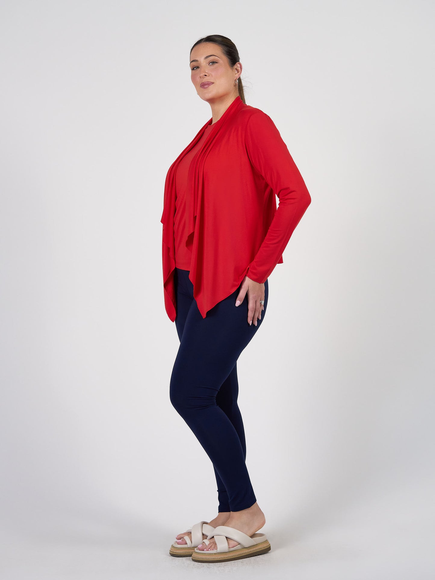 Joni Bamboo Waterfall Cardigan/Jacket - Fiery Red