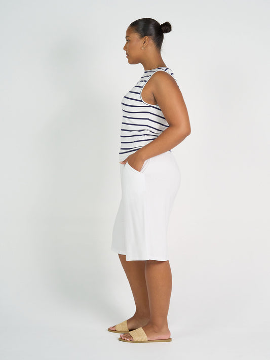 Kate Bamboo Tank - Blue & White Stripe