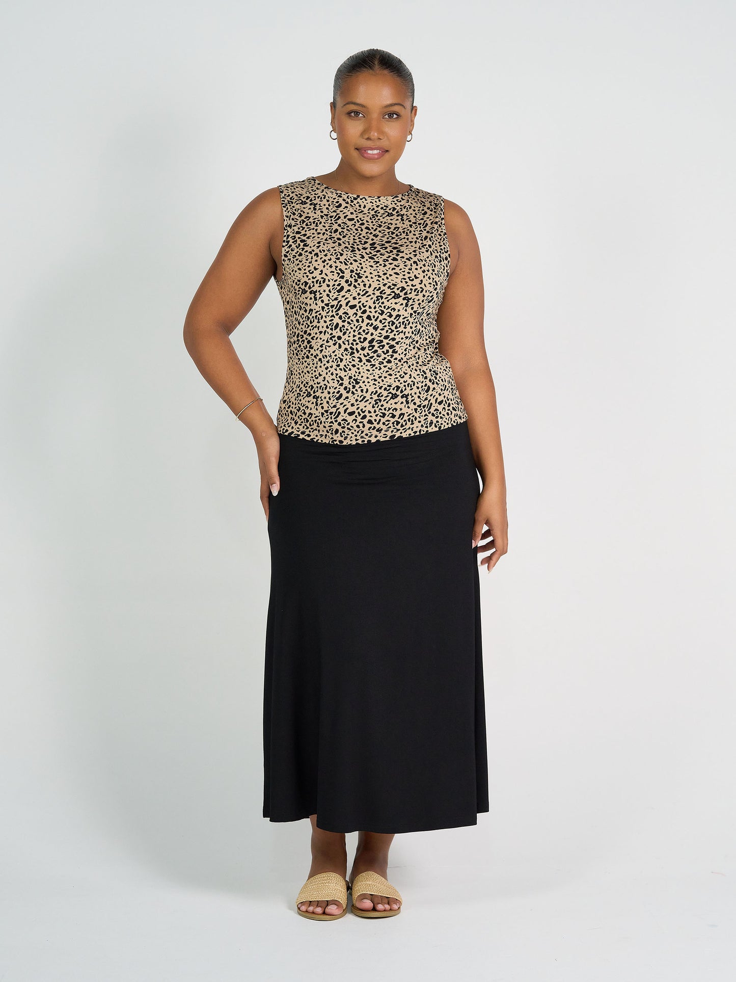 Kate Bamboo Tank - Brown Leopard