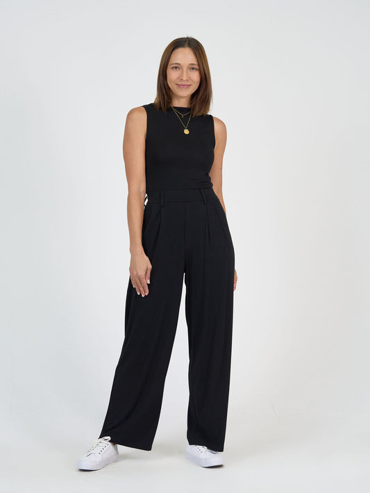Lou Lou Australia Kate Bamboo Tank in black.