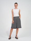 Simone Wide Leg Bamboo Shorts - Black & White Stripe