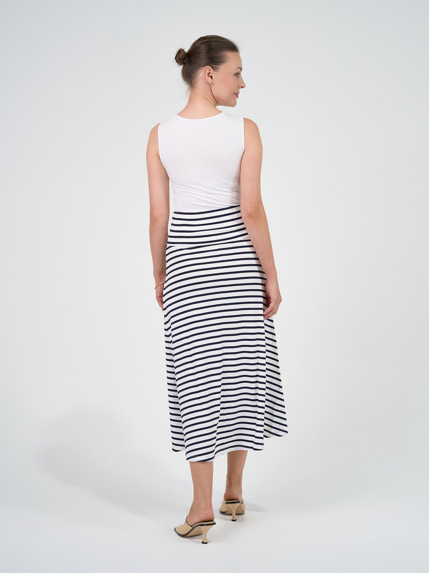 Jackson Bamboo Maxi Skirt - Navy & White Stripe