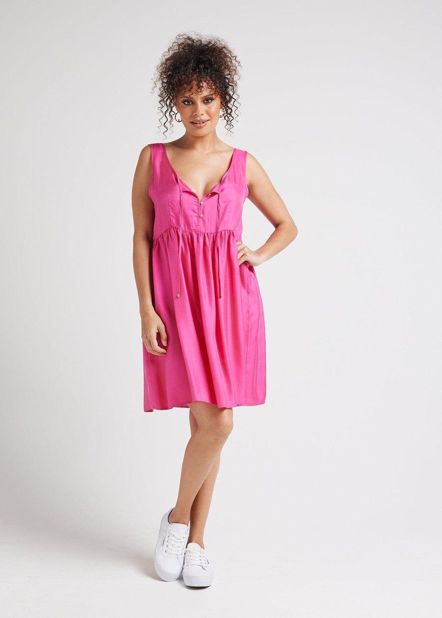 Carnation Sleeveless Silk Dress